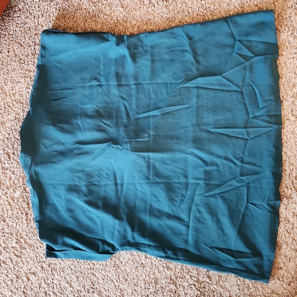 Motherhood Maternity Peacock blouse shirt teal pregnancy collared LARGE - Picture 3 of 5